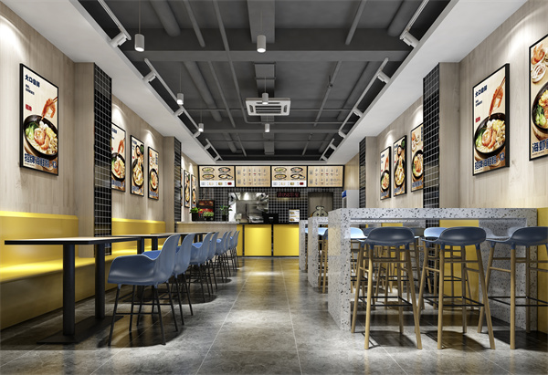 廣西特色粉店設計裝修，濃烈色彩成為“店群里最靚的仔”！